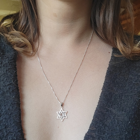 New Solid 925 Sterling Silver Star of David Necklace - Picture 10 of 11